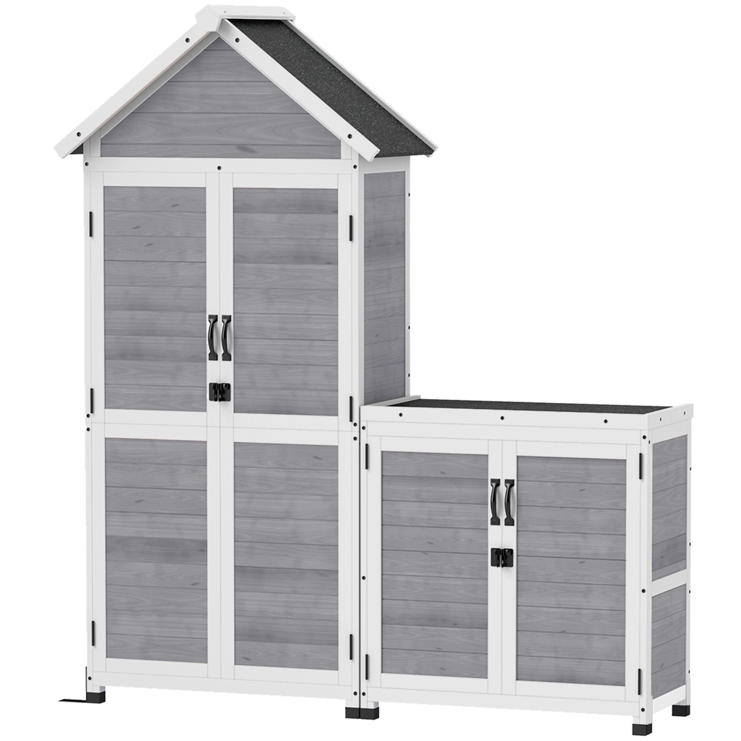 Outsunny Gartenschrank Tannenholz Hellgrau 89L x 51B x 182H cm günstig online kaufen