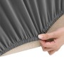 Detailaufnahme: Anthrazitfarbene Stretch Sofahusse für 4-Sitzer Sofa, Polyester-Jersey.
