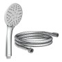 Schütte Handbrause-Set Napoli Chrom mit Brauseschlauch, 3 Strahlarten und Antikalk-Noppen.
