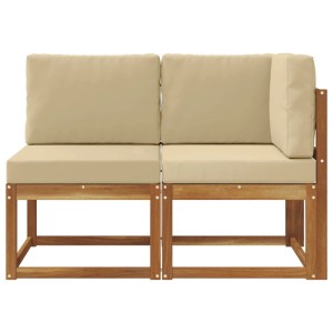 vidaXL Outdoor Mittel- und Ecksofa mit Kissen 2 Stück Natur und Beige 900472
