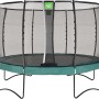 Grünes EXIT Allure Premium Trampolin Ø 366 cm mit Sicherheitsnetz für den Garten.