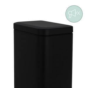 Relaxdays Tretmülleimer Metall Schwarz Softclose 29,5 cm x 26 cm x 14 cm 1 kg