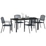 5-teiliges Garten Esszimmer Set aus Stahl in Anthrazit mit Tisch und vier Stühlen.