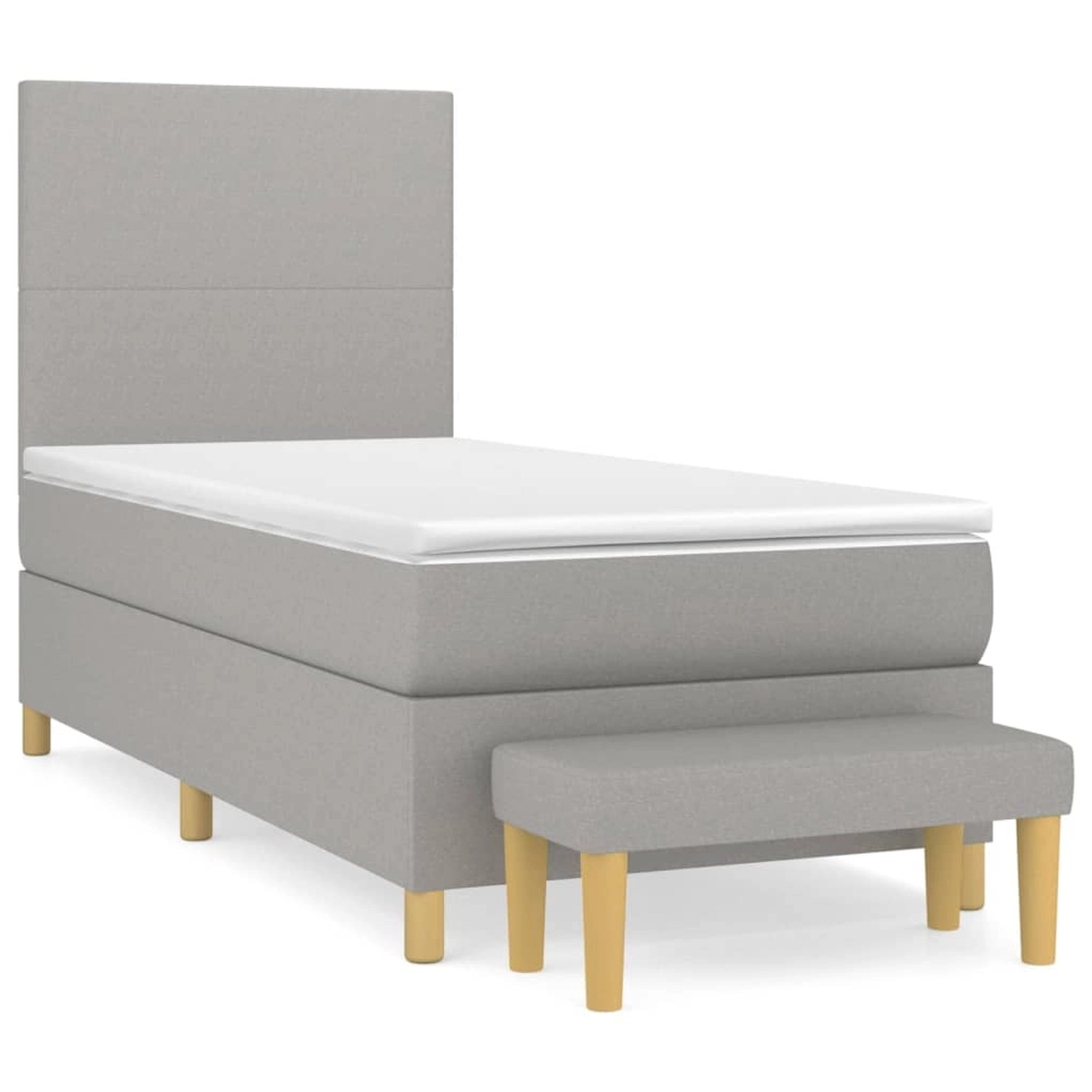 vidaXL Boxspringbett Boxspringbett mit Matratze Hellgrau 90x200 cm Stoff Be günstig online kaufen