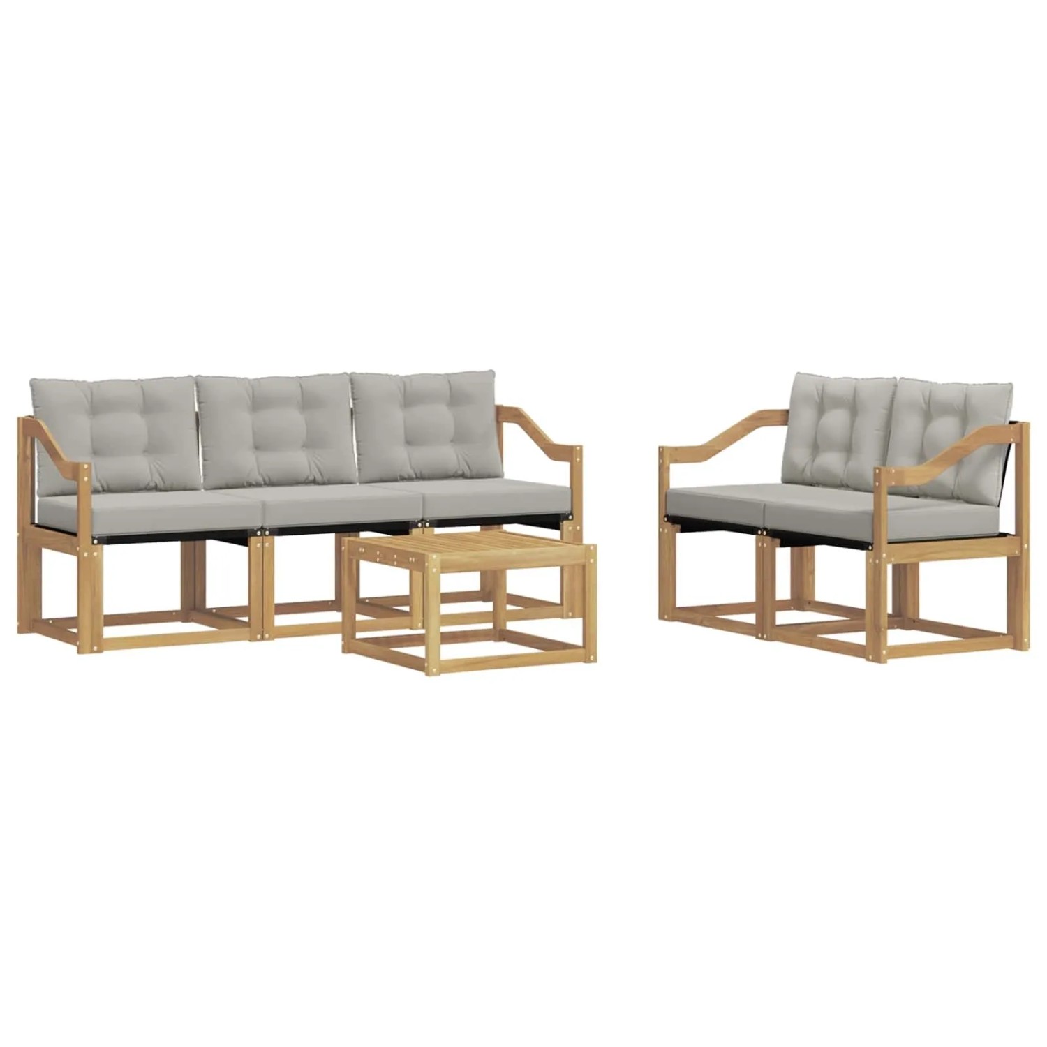 vidaXL Outdoor-Sofagarnitur mit Kissen 6-Tlg Weiß und Hellgrau 3389221