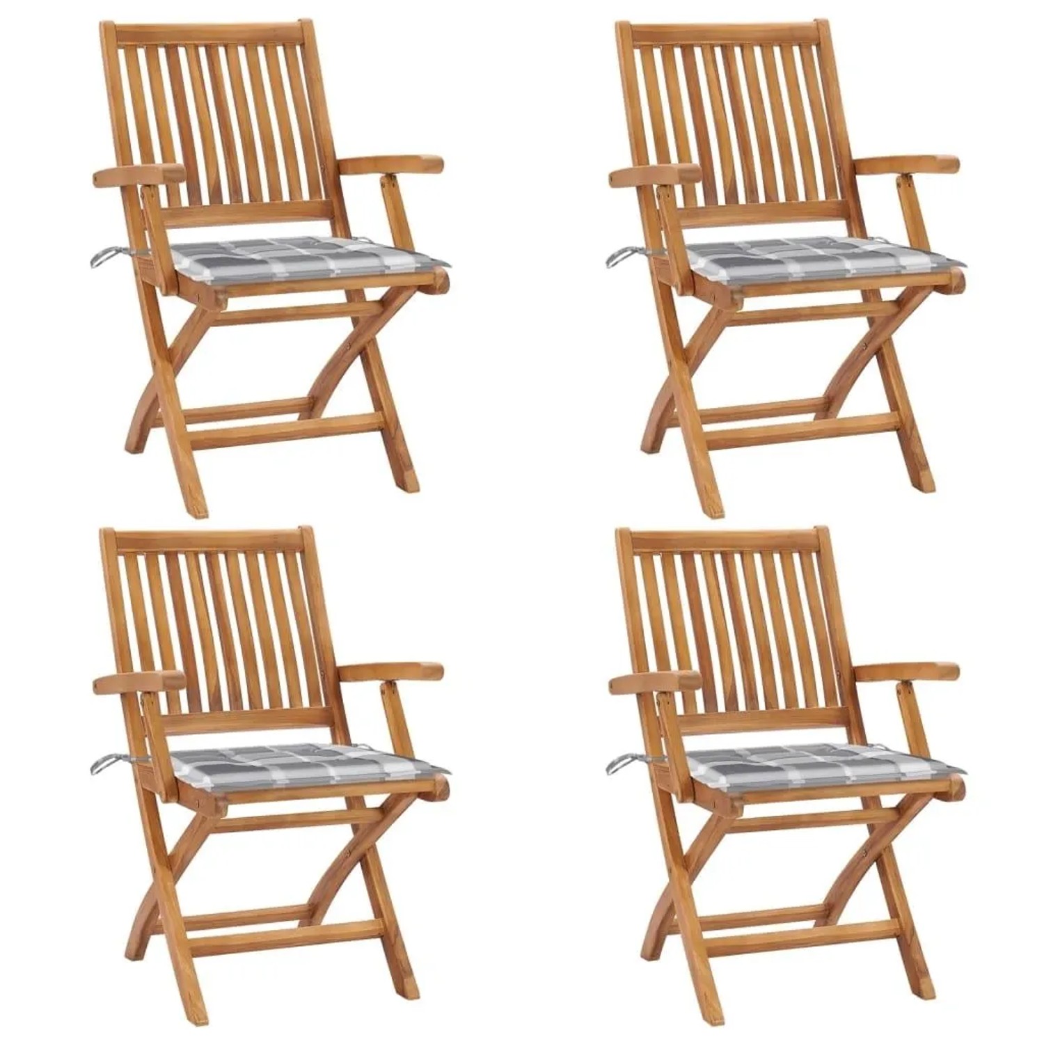 vidaXL Klappbare Gartenstühle mit Kissen 4 Stk Massivholz Teak 3072737 günstig online kaufen