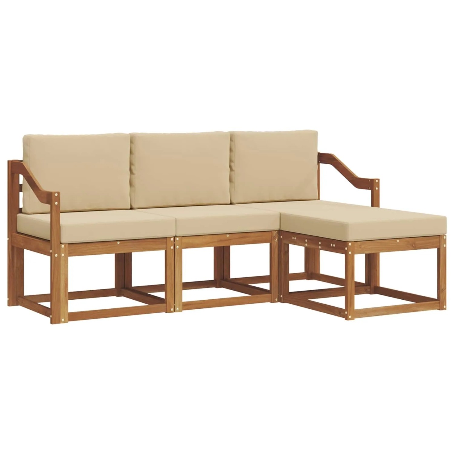 vidaXL Outdoor-Sofagarnitur mit Kissen 4 Stk Natur und Beige 3366236