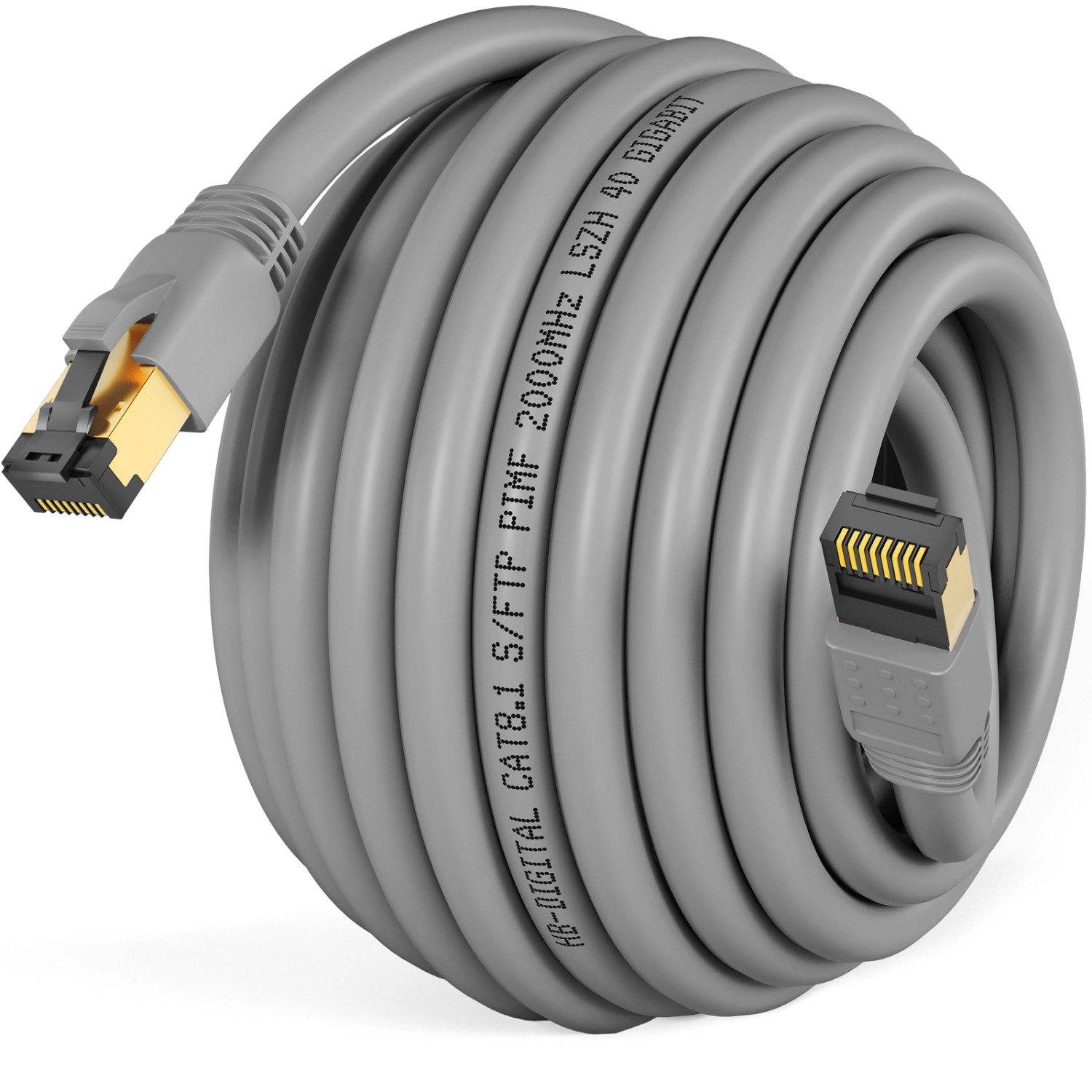 hb-digital 15m Patchkabel CAT 8.1 GHMT Zertifiziertes LAN Kabel RJ45 S/FTP PimF LSZH Grau