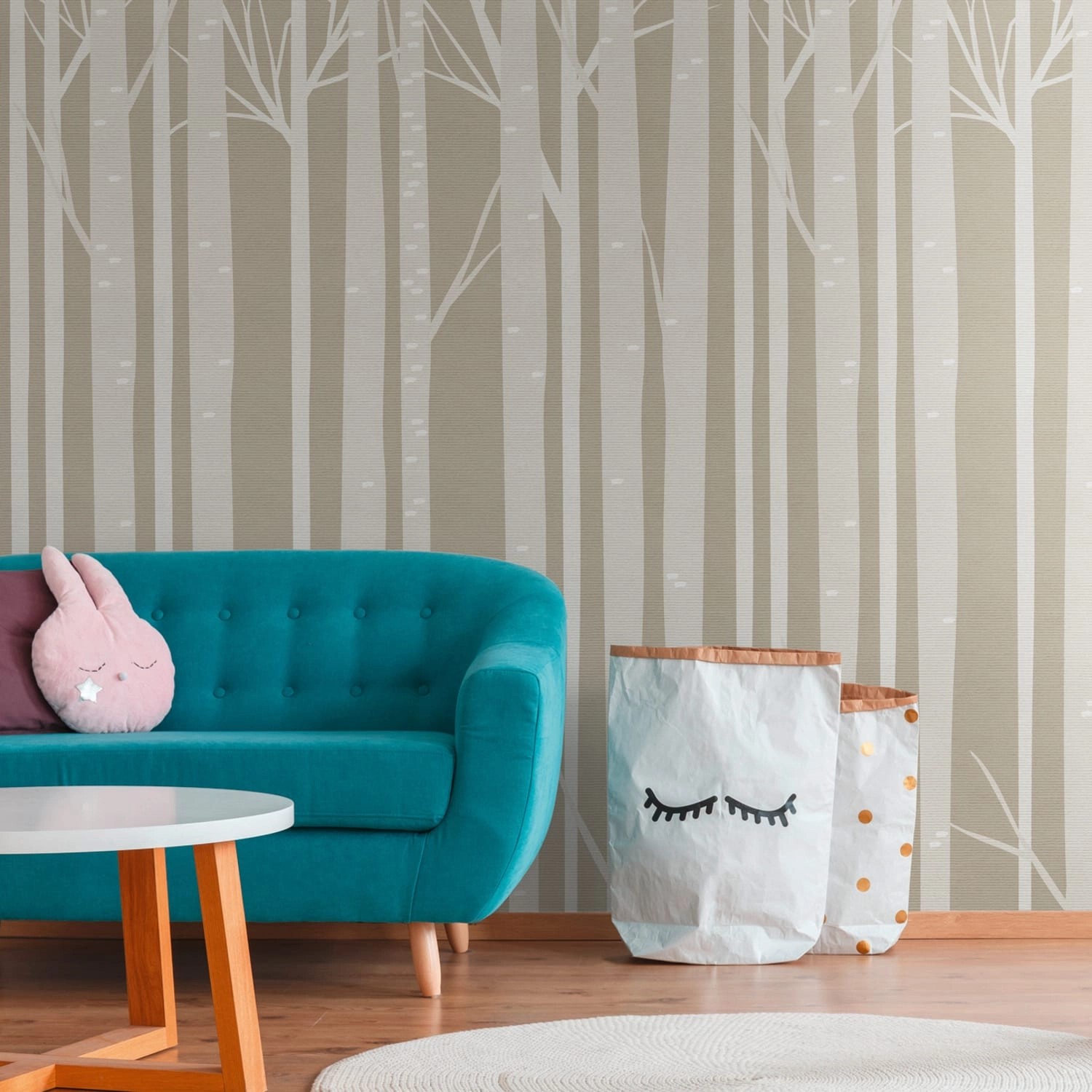 PROFHOME 382951-GU Fototapete Wald Matt Grau Beige Weiß 1,59 m x 2,8 m 0,53 günstig online kaufen
