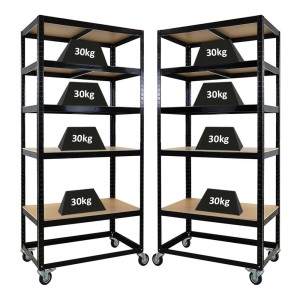 PROREGAL Mega Deal 2x Kommissionierwagen BÜFFEL Fahrbares Kommissionierregal 192x90x50cm 5 Ebenen Fachlast 50kg 2x Mit Feststellbremse Schwarz