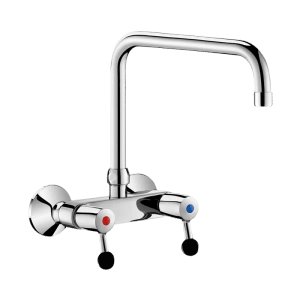 Delabie Wand-Zweigriffarmatur 60 l/min, Schwenkauslauf oben Ø22 L300