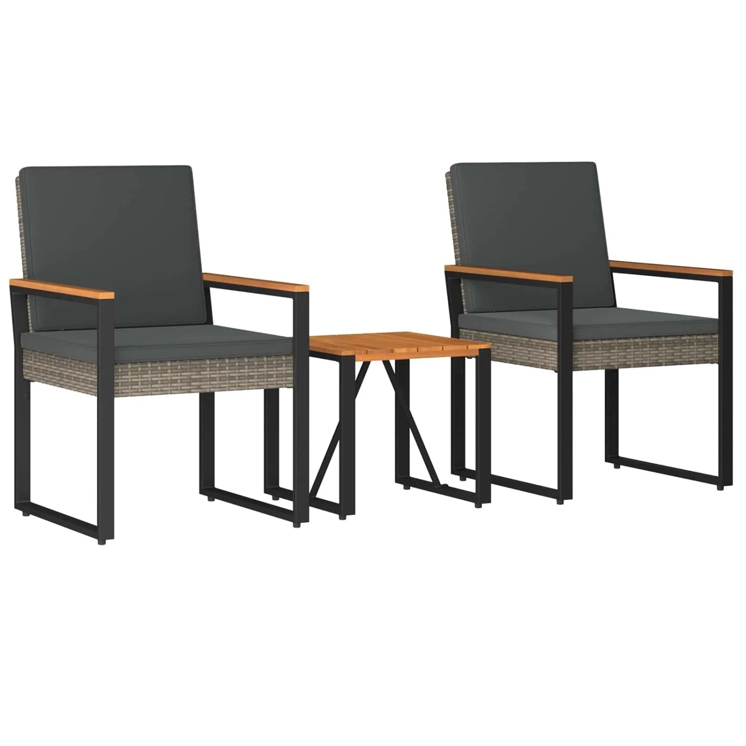 vidaXL Gartenmöbel Set 3-Tlg Grau und Dunkelgrau Poly-Rattan 42025332
