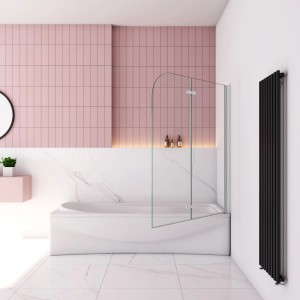 AICA Badewannenaufsatz, 110x140cm, 2-teilig, faltbar, aus 6mm NANO ESG Sicherheitsglas.