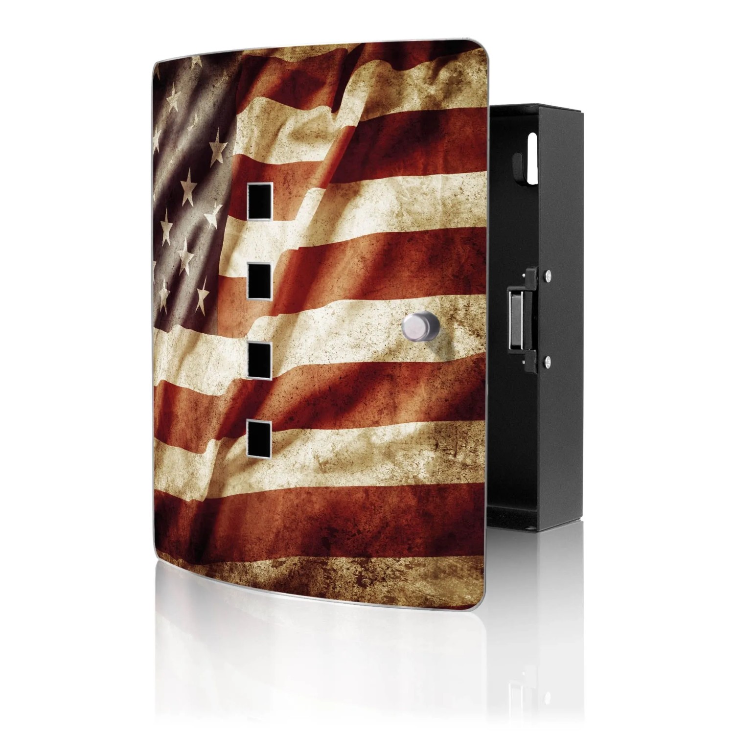 Banjado Design Schlüsselkasten Aus Edelstahl Für 10 Schlüssel 24x21,5x7cm Mit Magnetverschluss Motiv United States