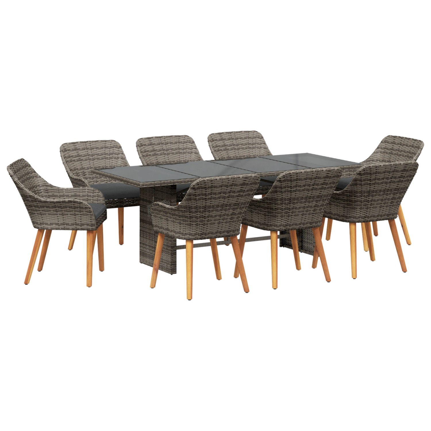 vidaXL 9-Teilige Garten Essgruppe Graues Poly-Rattan 3261626 günstig online kaufen