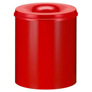 Roter, selbstlöschender PROREGAL Papierkorb aus Metall, 80 Liter.
