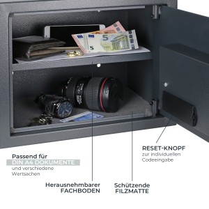 HMF 4612312 Tresor Zahlenschloss Möbeltresor 38 x 30 x 30 cm Anthrazit