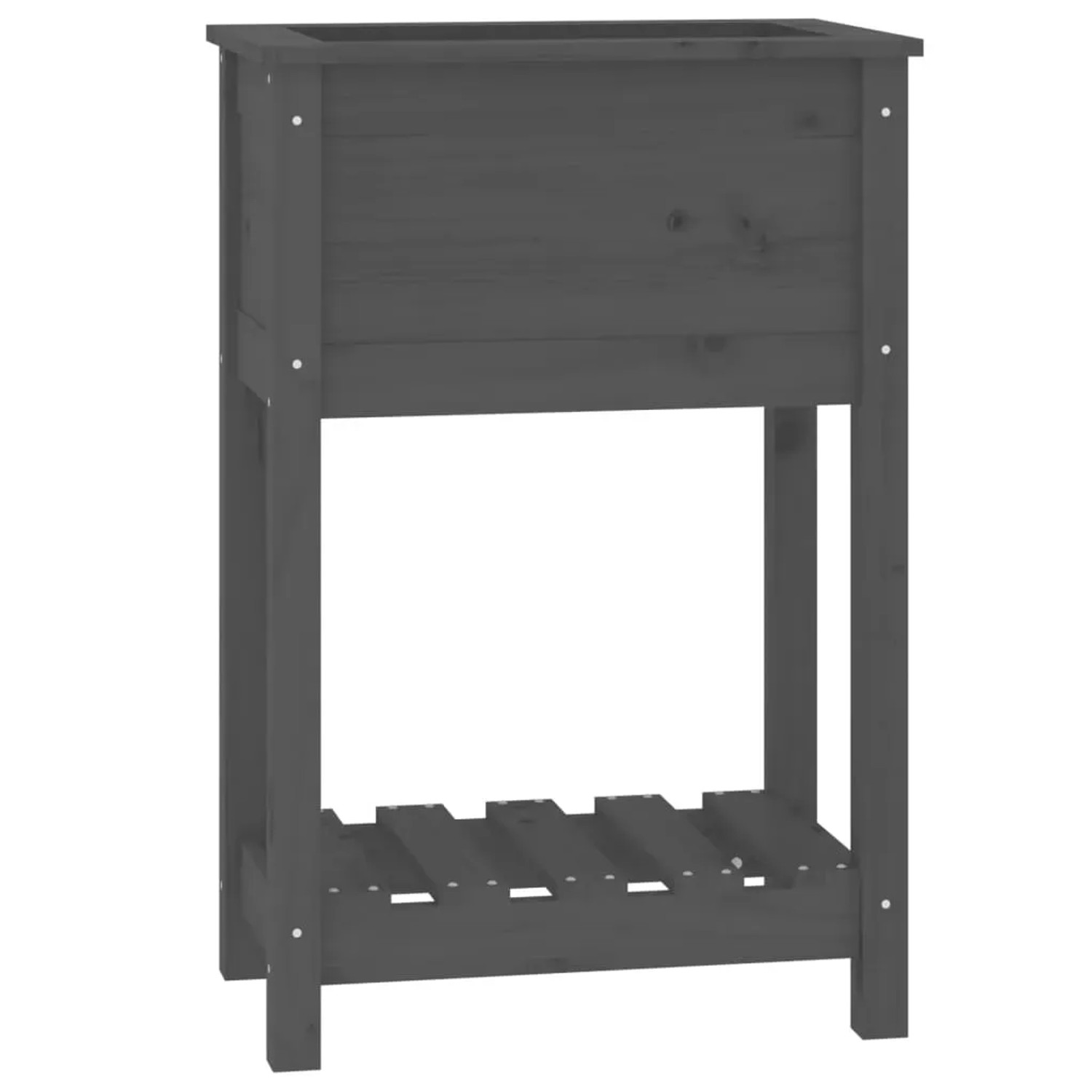 vidaXL Pflanzkübel mit Ablage Grau 54x34,5x81 cm Massivholz Kiefer 823754