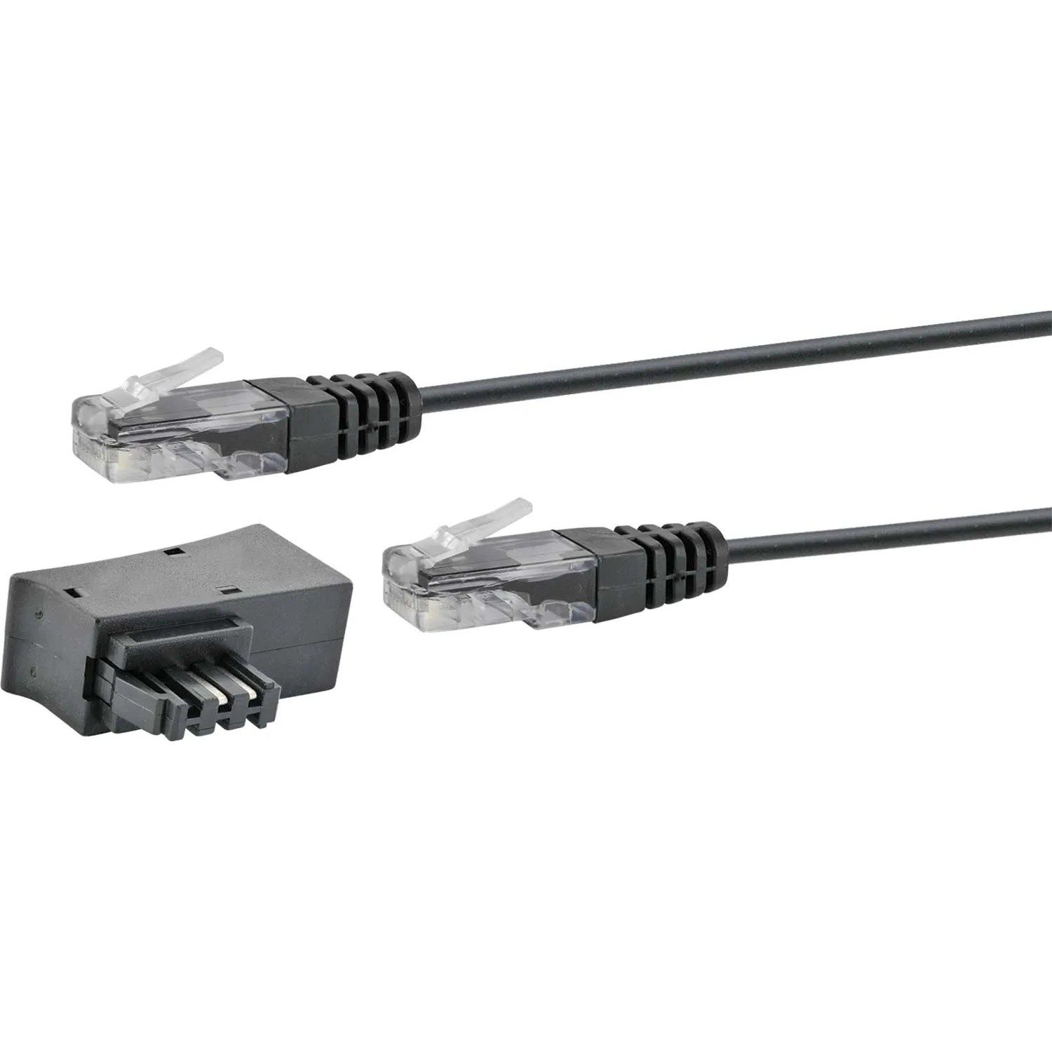 Schwaiger Steckeradapter mit Modemkabel TAE/DSL für Router und Telefondose.