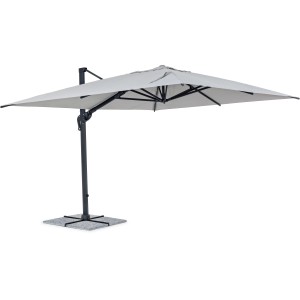 Bizzotto Ampelschirm INES, 400x400 cm, dunkelgrau, mit Kurbel. Rechteckiger Sonnenschirm für Garten und Balkon.
