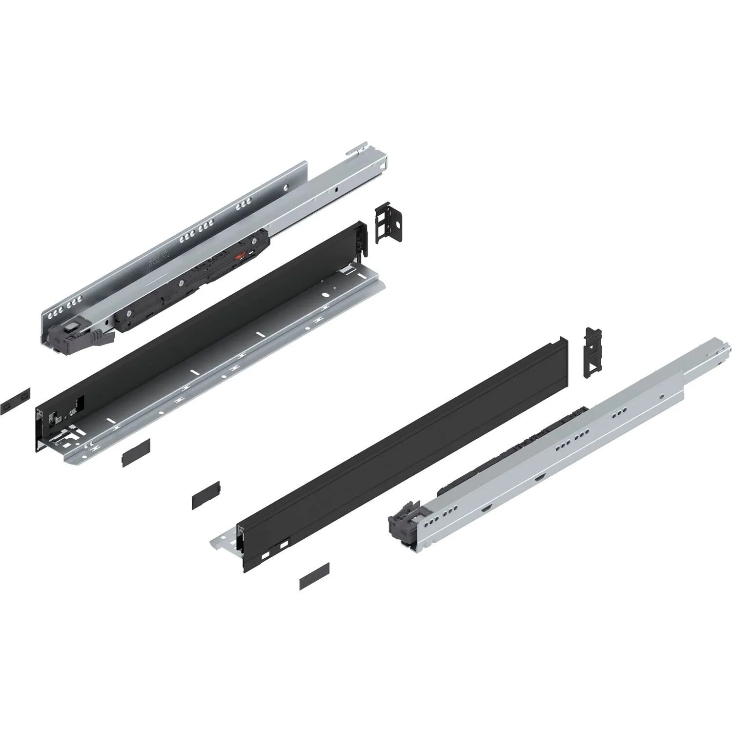 Blum Legrabox Pure Set Höhe N Tip-On Vollauszug 550 mm 70 kg Carbonschwarz 1 Paar