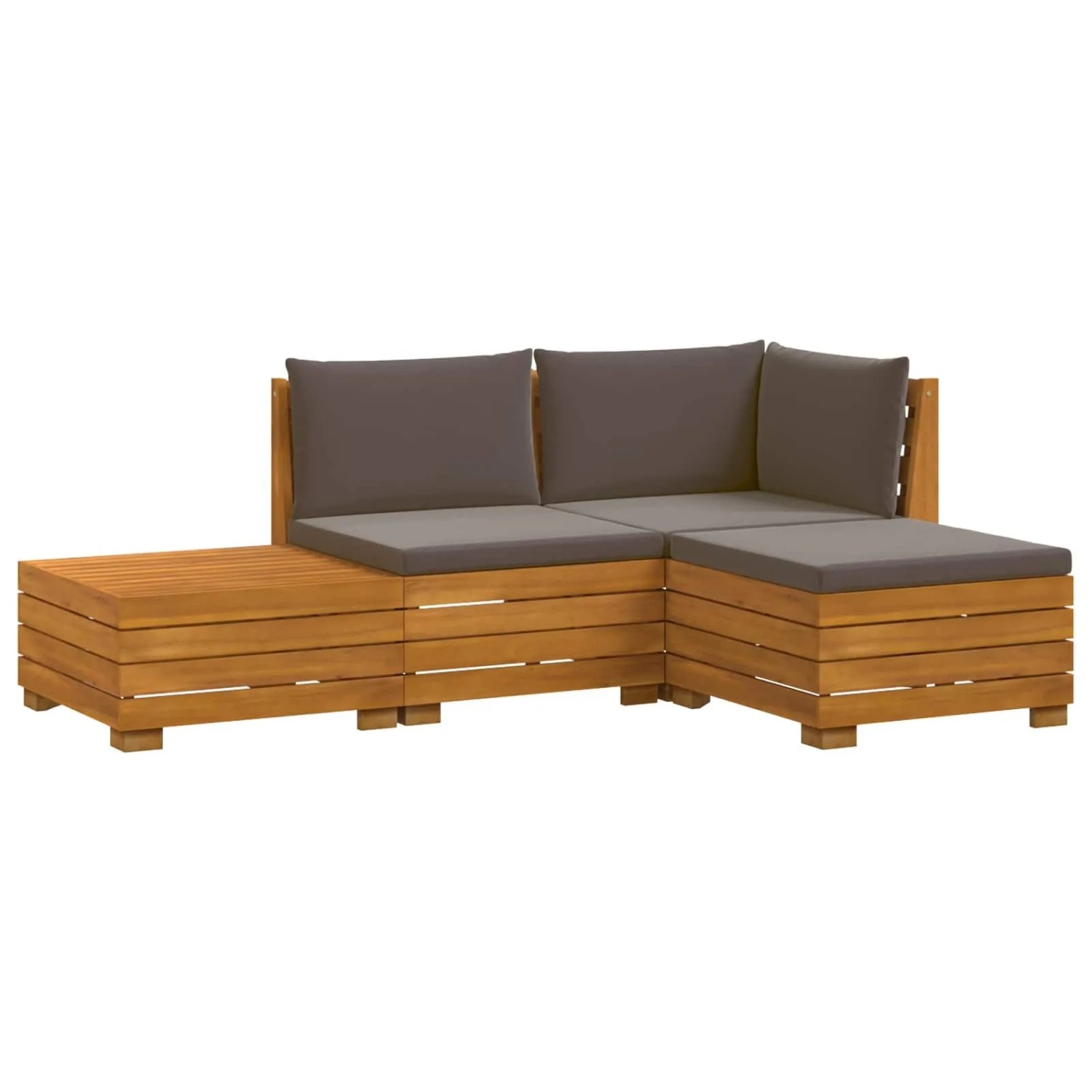 vidaXL Outdoor-Sofagarnitur mit Kissen 4 Stück Braun Massivholz Akazie 3403101