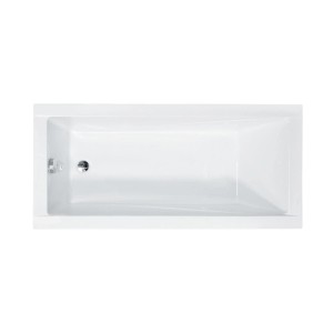 Weiße rechteckige Acryl-Badewanne KOLMAN 150x70 cm mit Ablauf und Überlauf. Modernes Design für Ihr Bad.