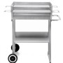 Silberner tepro Grillwagen Pasadena Holzkohlegrill mit Ablage und Rädern.