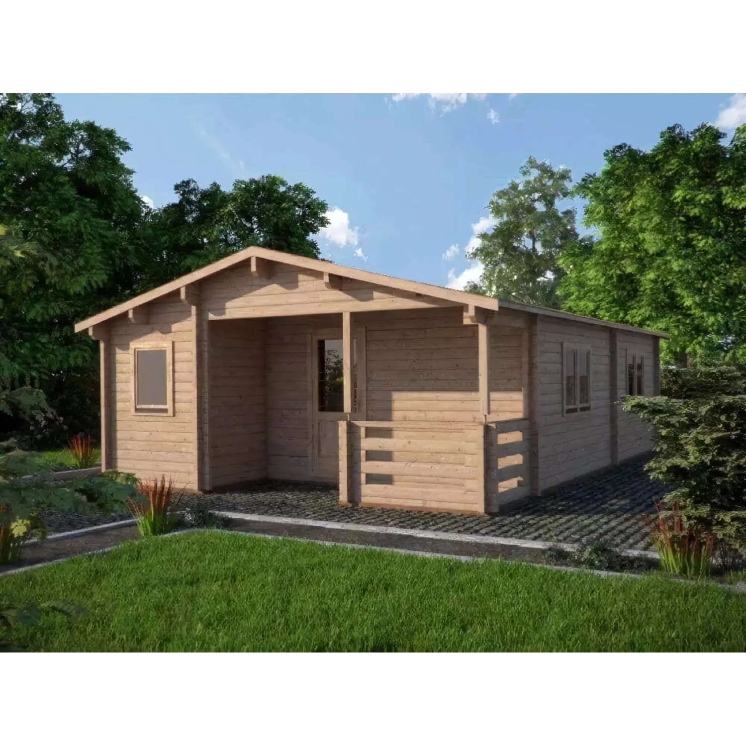 Alpholz Gartenhaus/Gerätehaus Almeri 630 cm x 917 cm Satteldach Braun