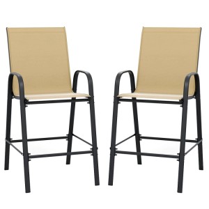 Costway 2er Set Barhocker Outdoor mit Armlehnen & Fußstütze 74 cm