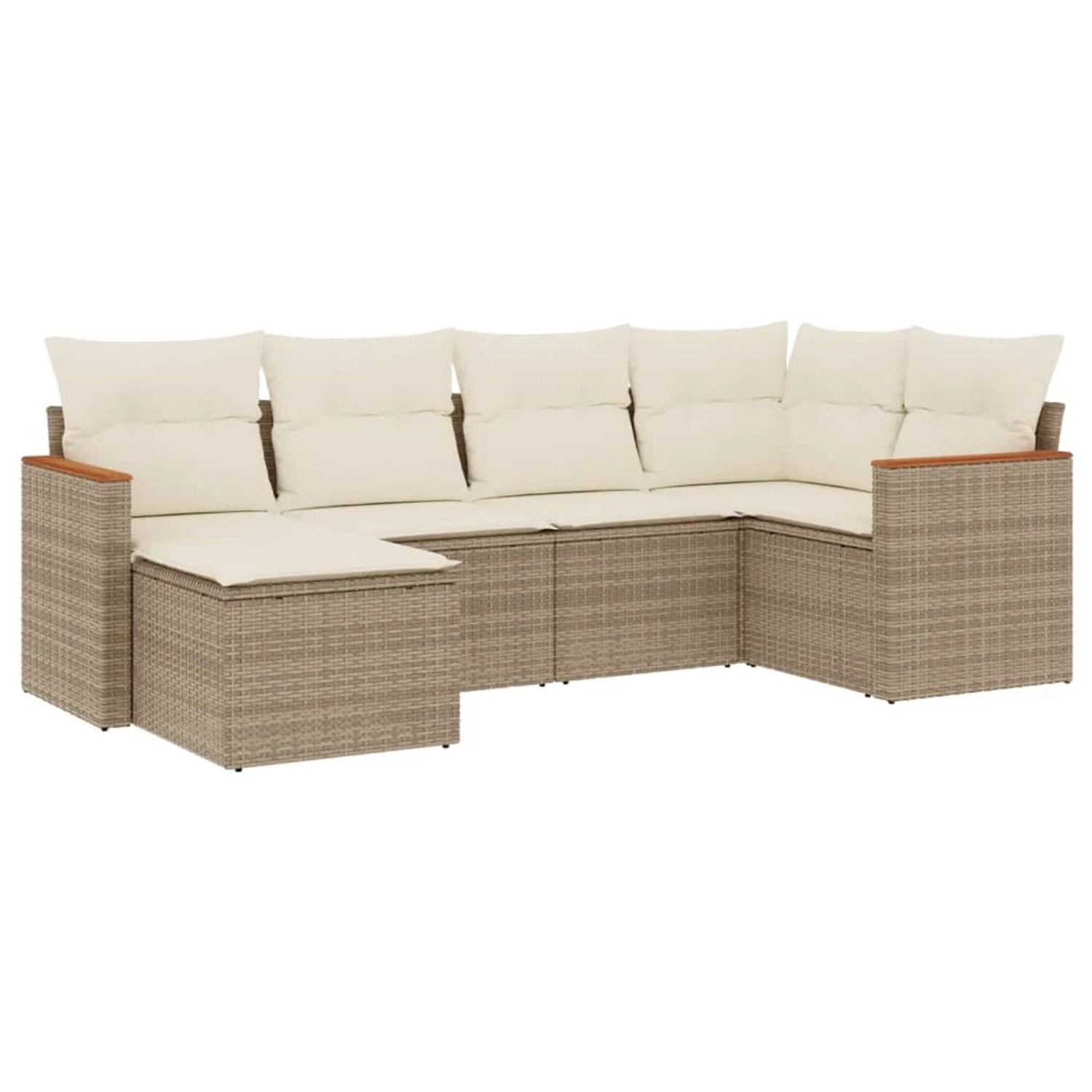 vidaXL 6-Tlg Garten-Sofagarnitur mit Kissen Beige Poly Rattan 3258579