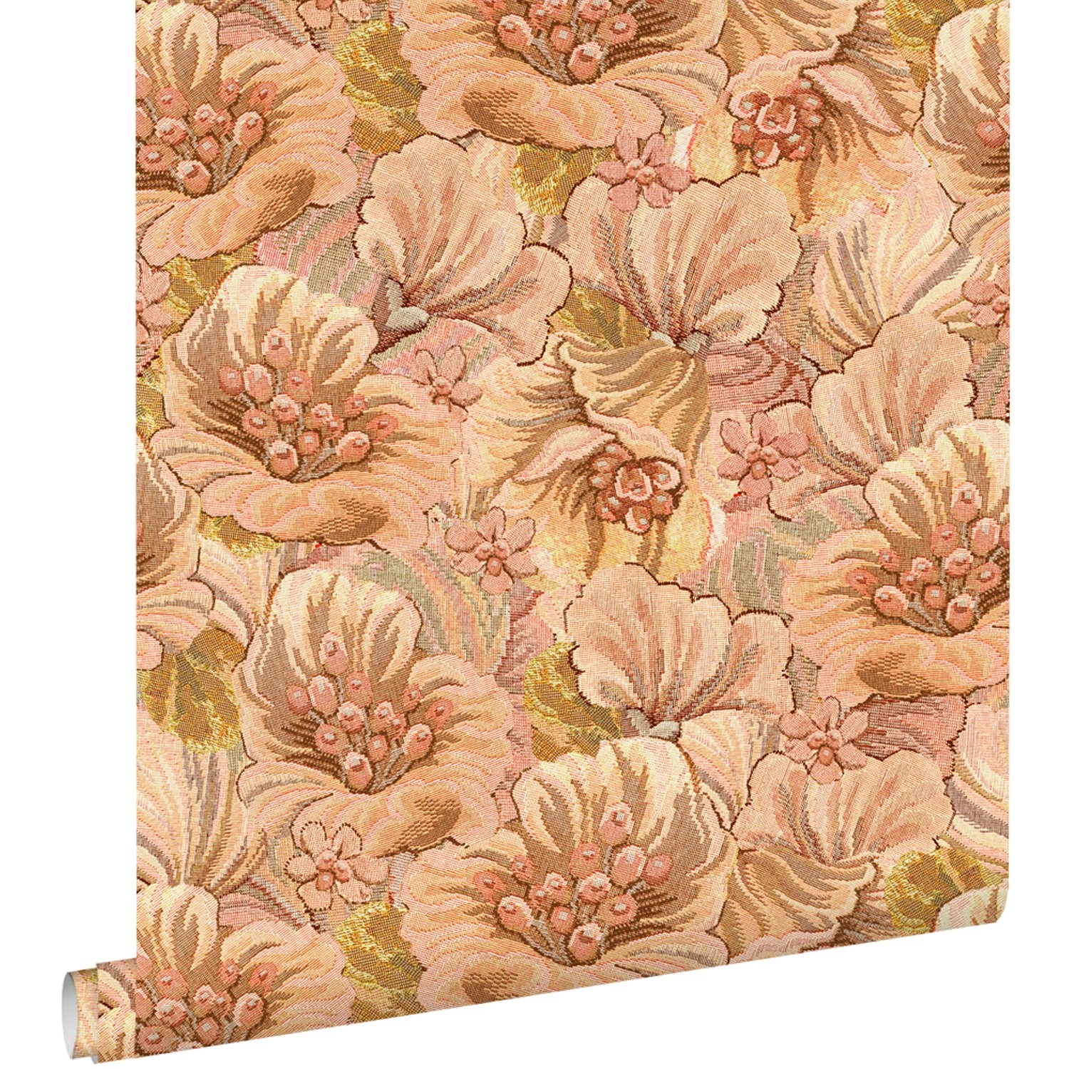 ESTAhome Tapete Blumenmuster Hellbraun Beige und Gelb 50 x 900 cm günstig online kaufen