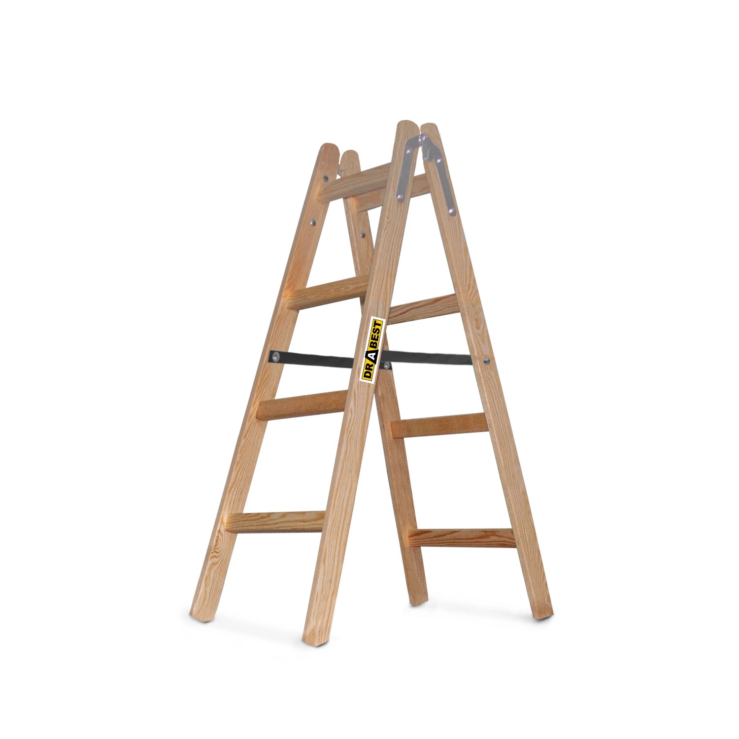 DRABEST Holz Malerleiter Beidseitig Begehbar 2x4 Stufen 150 KG