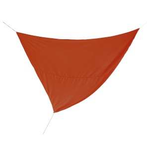 Dreieckiges, kupferfarbenes Sonnensegel (360x360x500 cm) für Garten und Balkon.