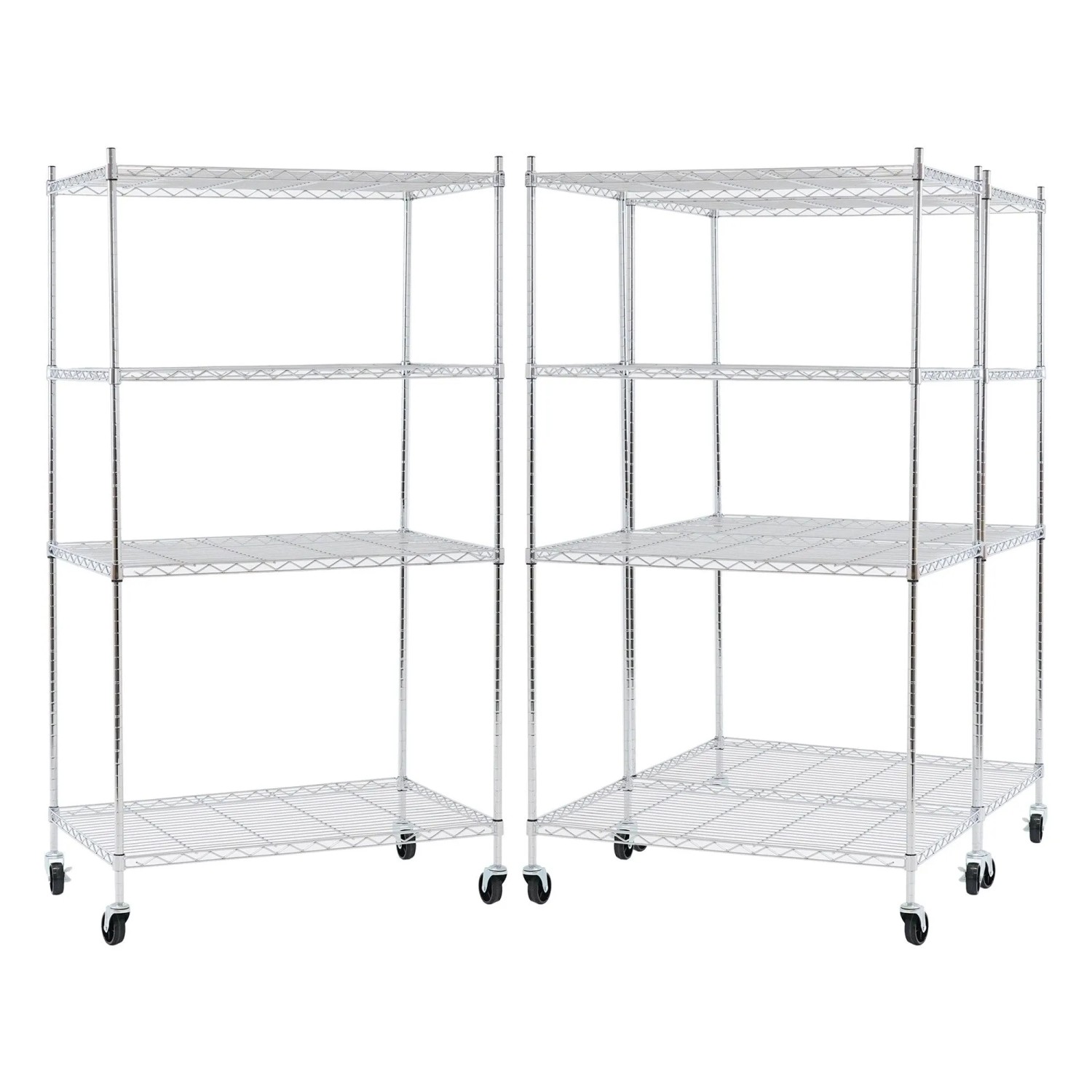 PROREGAL Mega Deal 3X Gitterregal HADES Mit Rollen & 4 Gitterböden Metall 160x90x60cm Fachlast 75kg Metallregal Chrom  Silber Küchenregal Aufbewahrung