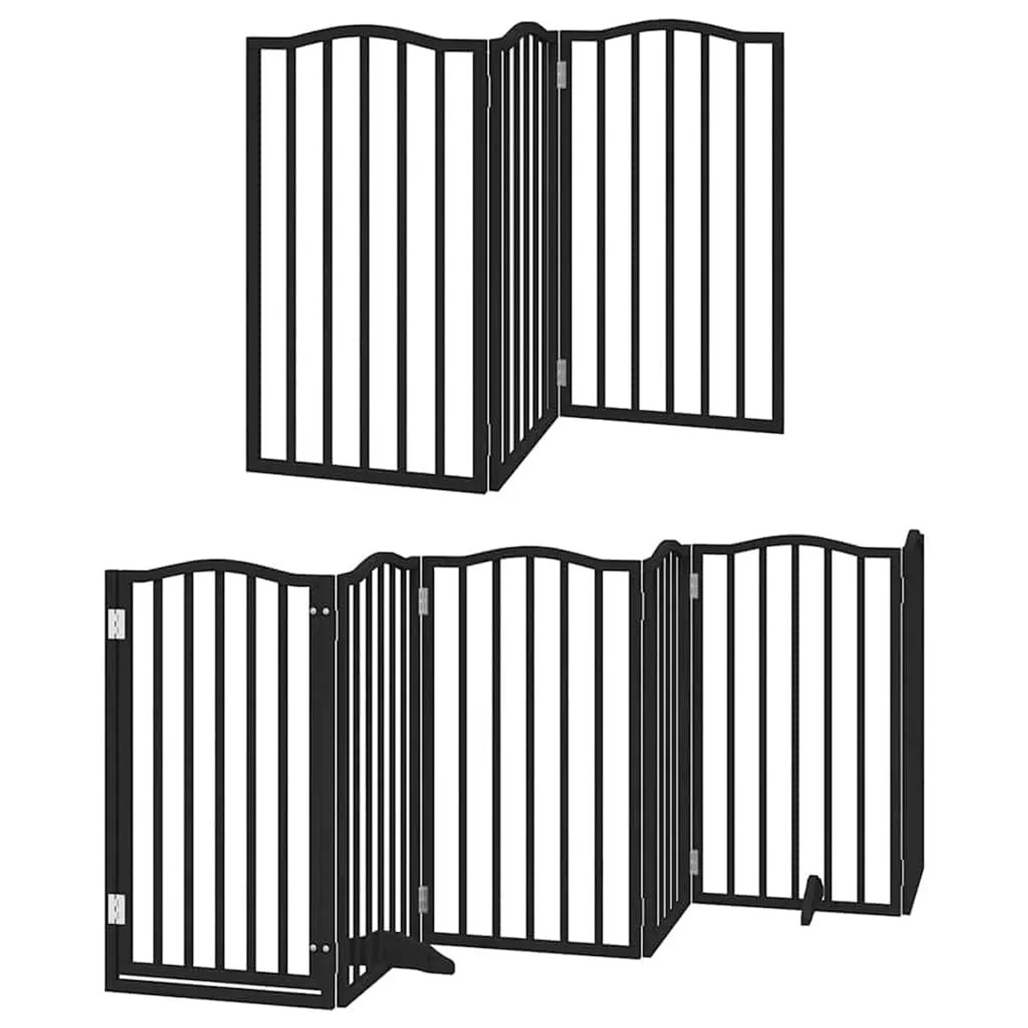 vidaXL 15 Tlg Hundetor mit Tür Faltbar Schwarz 750 cm Pappelholz 3155602