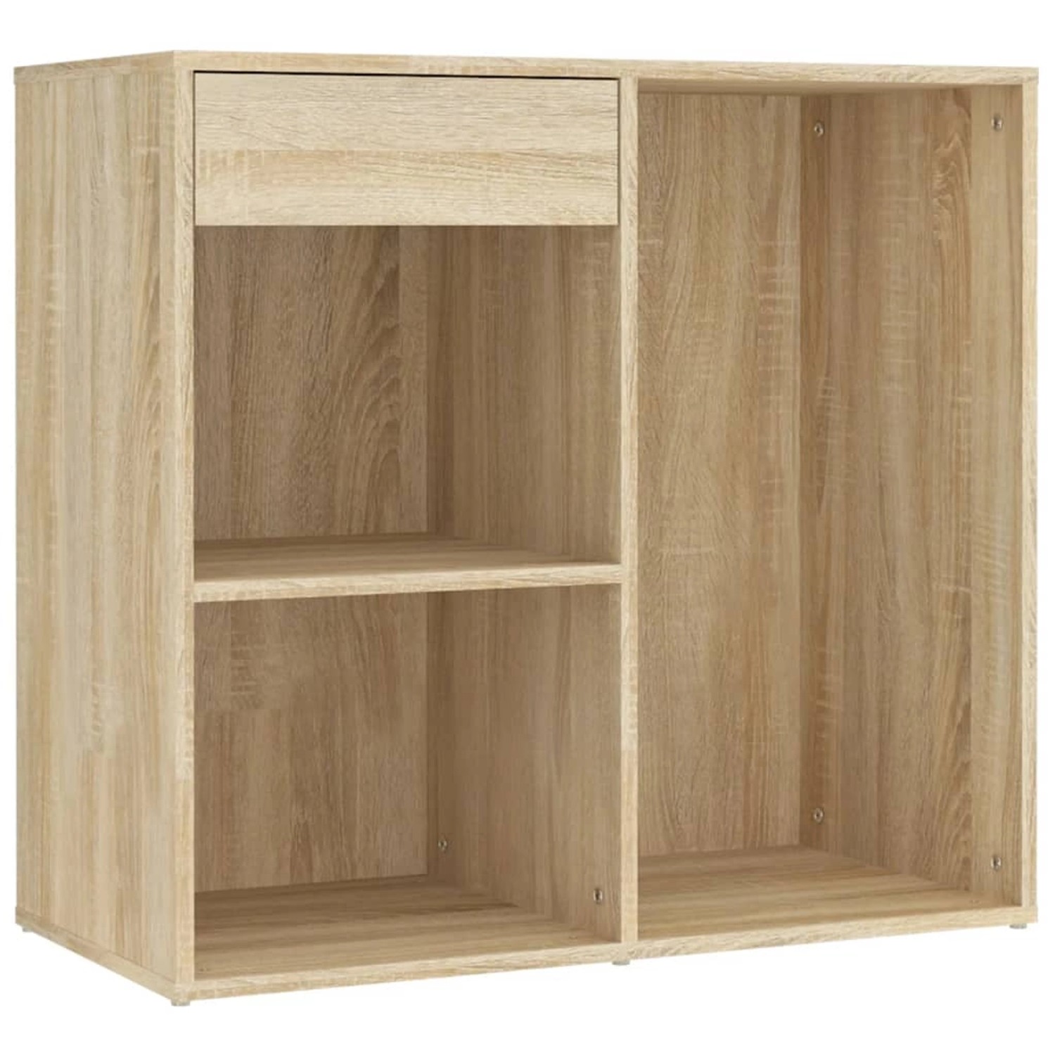 vidaXL Schrank Sonoma-Eiche, Teil des LED-Schminktisch Sets, Holzwerkstoff mit Schublade und Regalfächern.