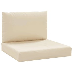 Beiges 2-tlg. Palettenkissen-Set aus Oxford-Gewebe, Sitz- und Rückenkissen für Outdoor.