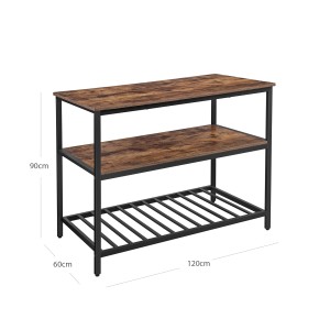 Vasagle Küchenregal mit 3 Ablagen, 60x120x90 cm, braun-schwarz. Stabiles Standregal für die Küche.