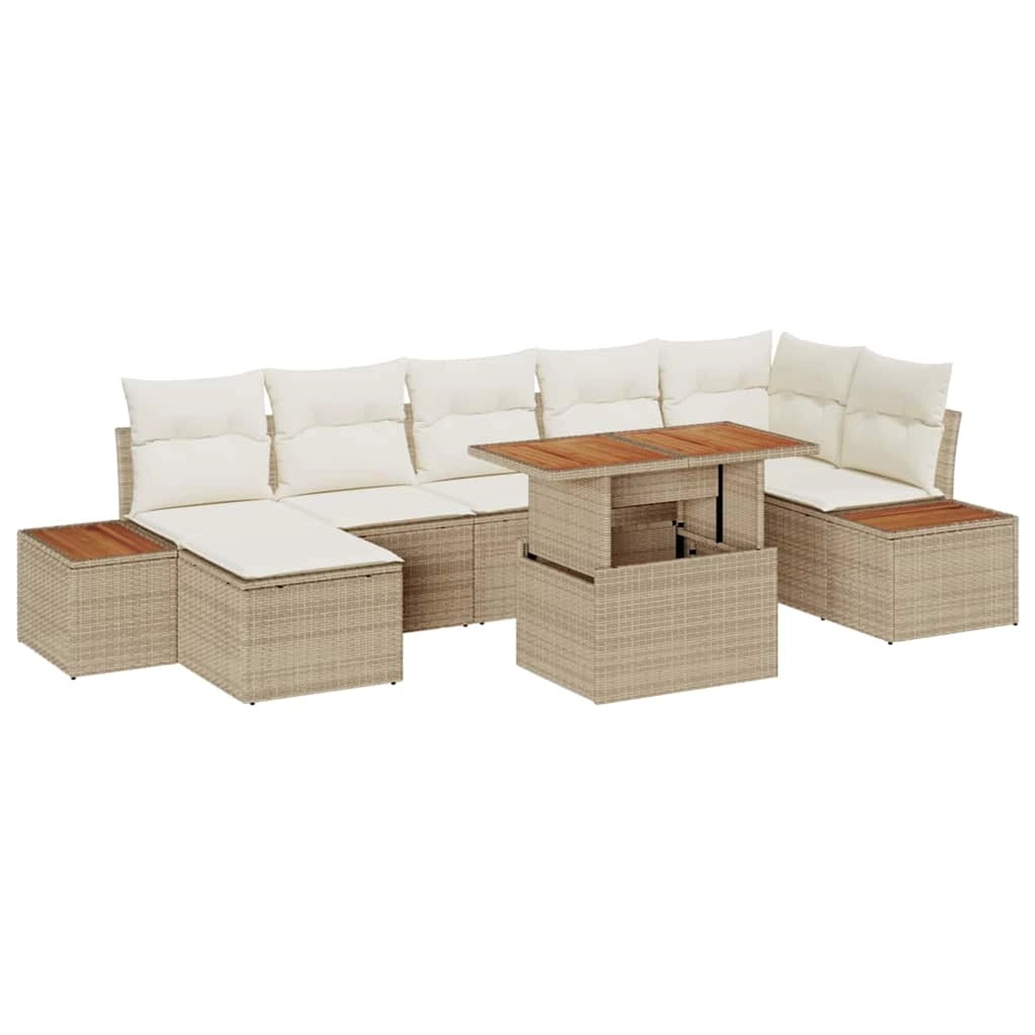 vidaXL Garten-Sofa-Set mit Speicher 8-Tlg Beige Poly Rattan 3358830 günstig online kaufen