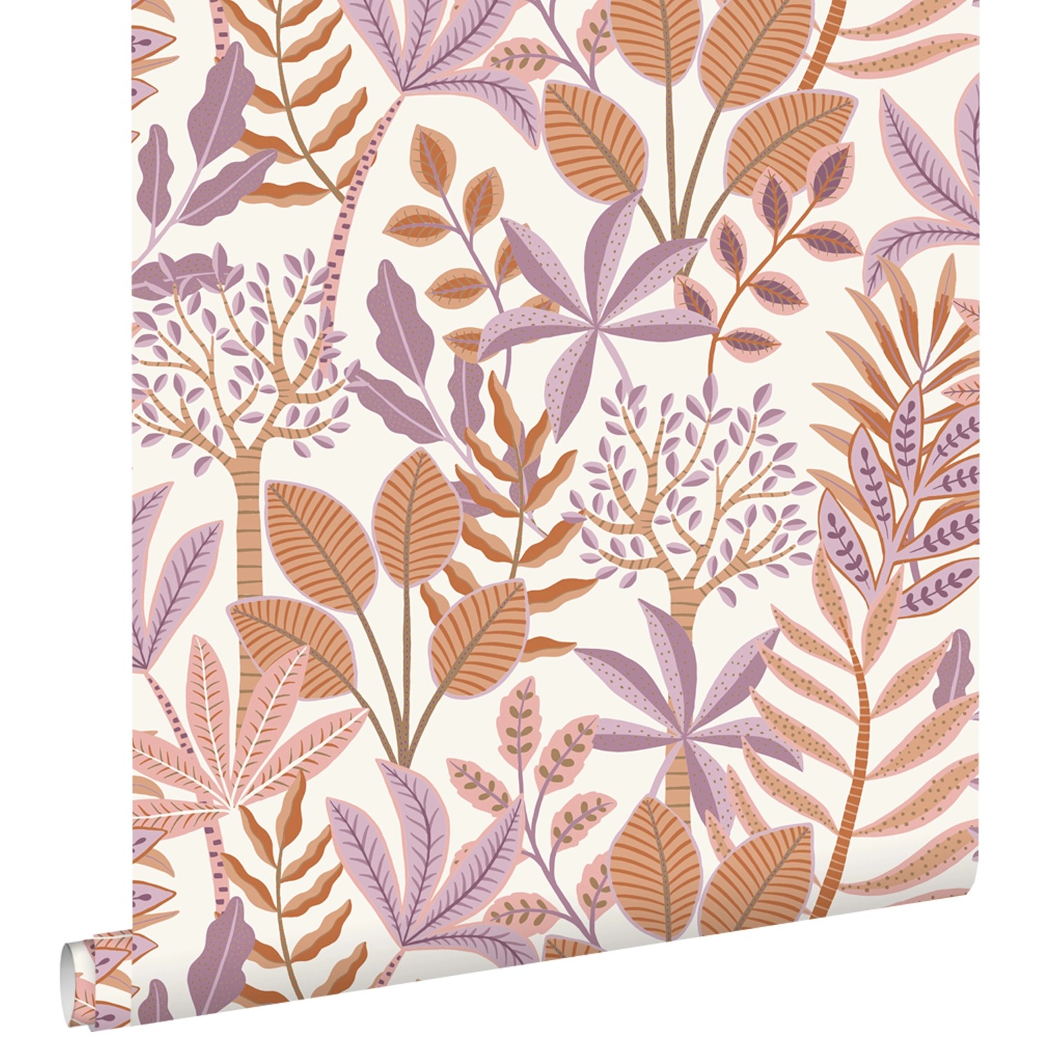 ESTAhome Tapete Blätter Violett und Orange 50 x 900 cm günstig online kaufen