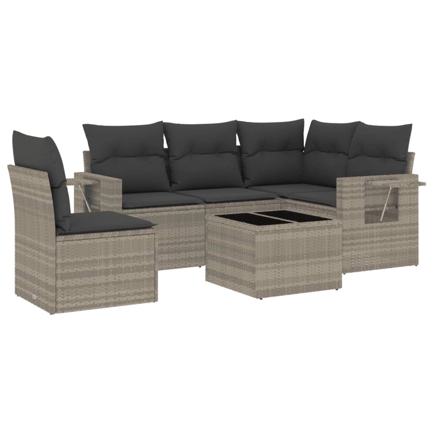 vidaXL 6-Tlg Garten-Sofagarnitur mit Kissen Hellgrau Poly Rattan 3252519 günstig online kaufen