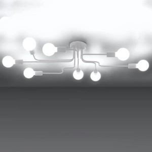 Weißer Sollux Lighting Kronleuchter Vector 8 mit acht Leuchten im Industrie-Stil.