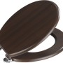 Wenko WC-Sitz Wengé MDF FSC® mit Absenkautomatik und Chrom-Scharnieren.