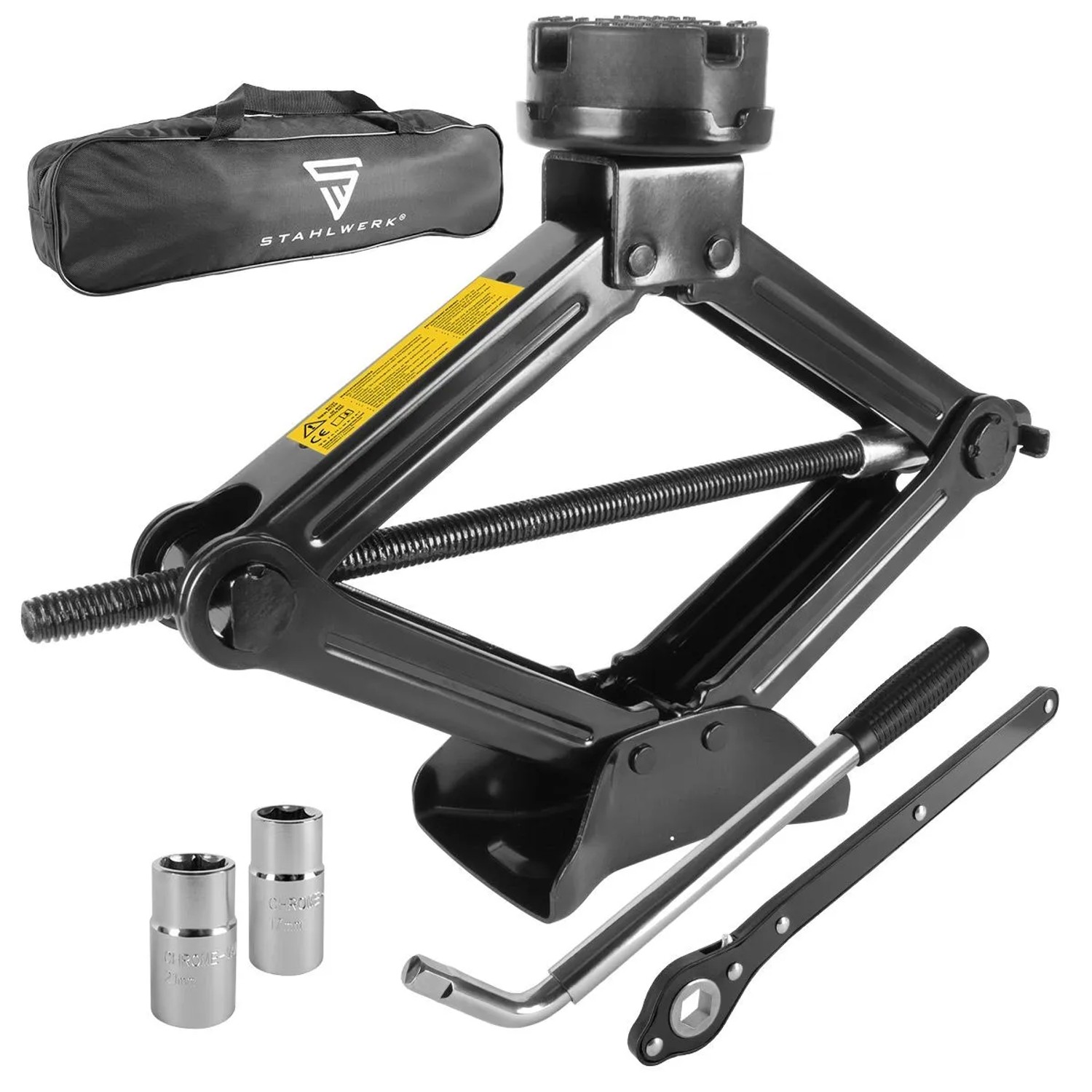 STAHLWERK Scherenwagenheber 2000 kg Autoheber und Kfz Wagenheber mit Ratsche