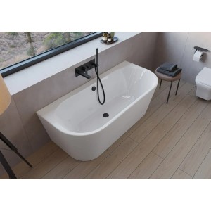 Weiße pianura Vorwand-Badewanne Valentina, 165x75 cm, aus Acryl mit Fußgestell.