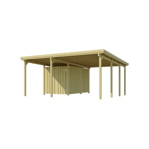 Weka Einzelcarport mit Geräteraum, Holz, 512x579 cm. Ideal als Unterstand und Stauraum.