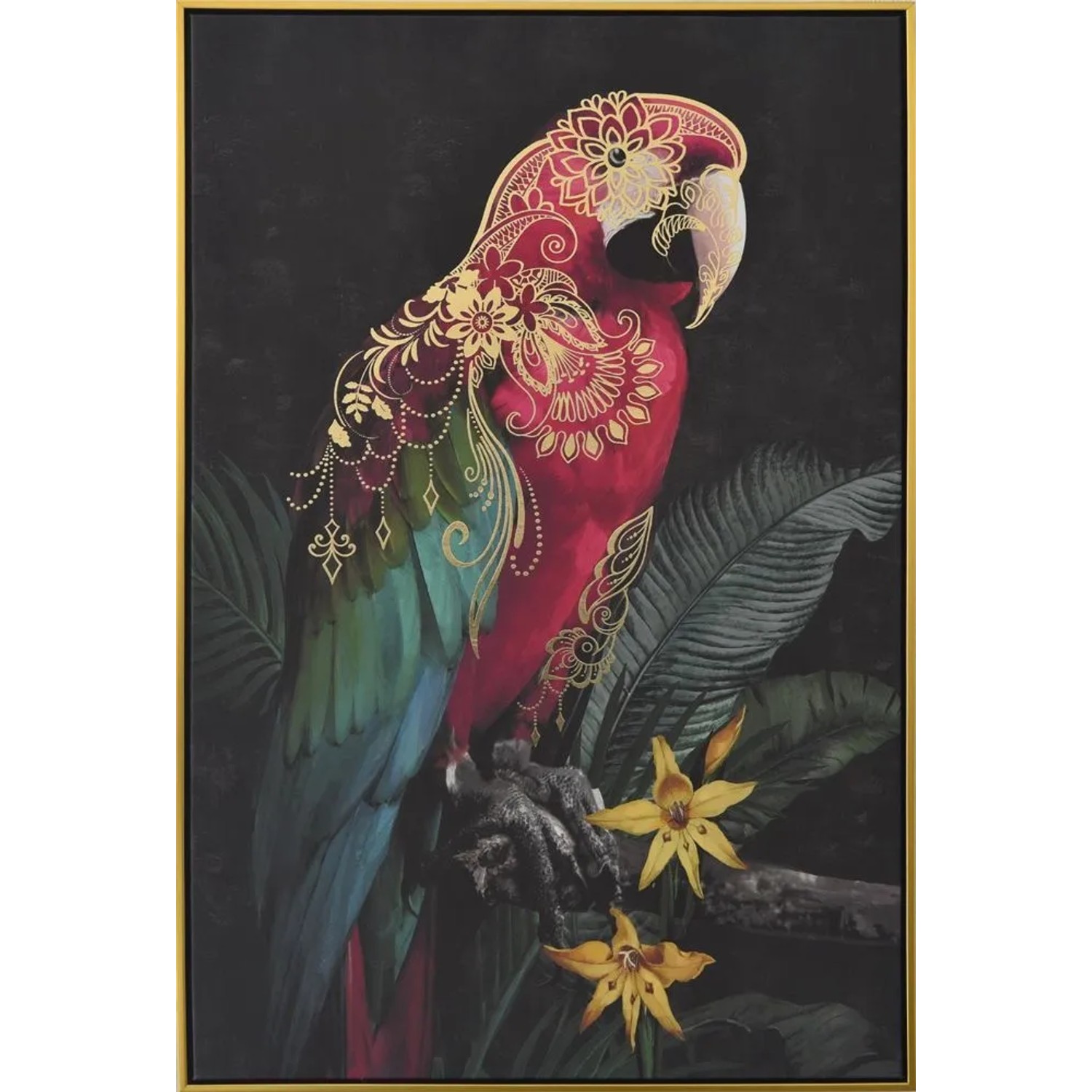 Art Universe Leinwandbild Roter Ornament-Ara 62 x 92 cm