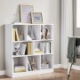 Weißes Songmics Bücherregal „Custos“ mit 8 Fächern und Deko.