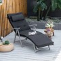 Outsunny Sonnenliege Gartenliege Verstellbar Schwarz_2